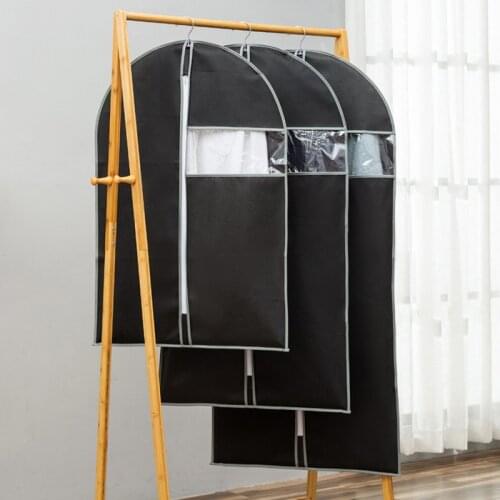 Clothes Dust Cover Non-woven Fabric Case for Household Hanging-type Coat Suit Storage Bag Wardrobe Organizer
