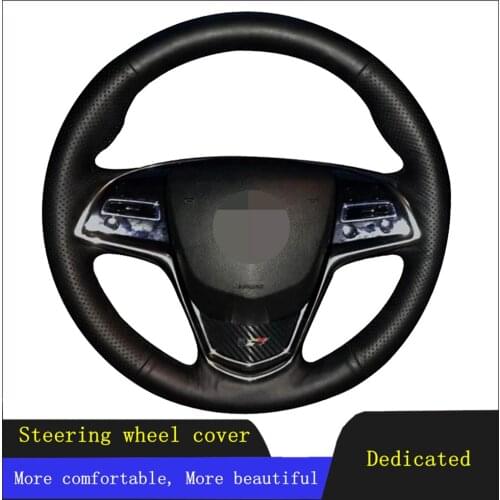 DIY Car Steering Wheel Cover Black Hand-stitched Artificial Leather For Cadillac ATS ATS-L 2013-2019 CTS 2014-2017 ELR 2014-2018