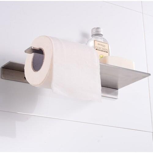 Toilet Paper Holder Shelf Black Aluminum Bathroom Toilet Roll Paper Holder Decorative Tissue Paper Towel Holders Wall Mounted
