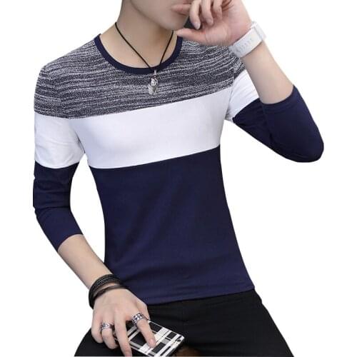 Spring Autumn New Mens Long Sleeve T-shirt Mens Leisure Bottom O-neck Regular Striped Pink Grey Black Tshirts Free Ship