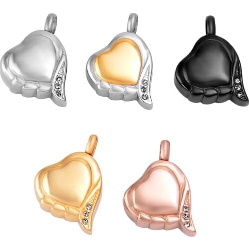 IJD9631 Heart Urn Necklace With Crystal Stainless Steel Memorial Locket Jewelry Keepsake Pendant For Women