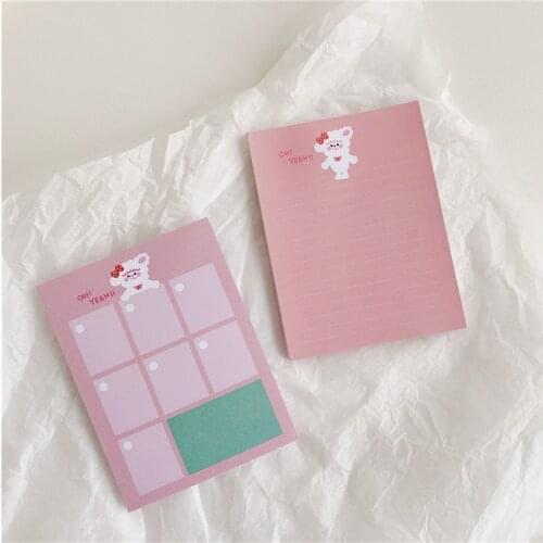 Korean Ins Cartoon Dog Pink Memo Pad 50 Sheets Student Weekly Plan Learning Paper Mini Notepad Kawaii Stationery School Supplies