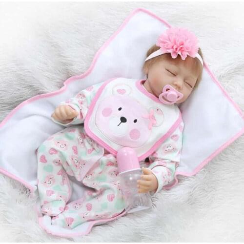 55cm 22 Inch Sleeping Reborn Newborn Baby Doll Handmade Soft Silicone Babies Girls with Clothes Kids Birthday Gift