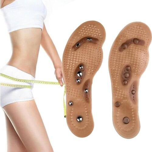 YOHAPPY Magnetic Insoles Slimming Therapy for Weight Loss Massage Foot Care Shoes Mat Pad Brown Insole V1