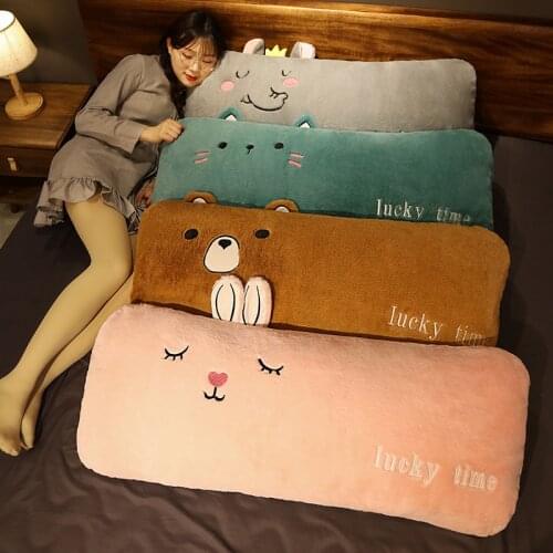 60-110CM Soft Cartoon Animal Cat Rabbit Bear Elephant Plush Pillow Stuffed Soft Bed Sleeping Pillow Dolls Children Birthday Gift