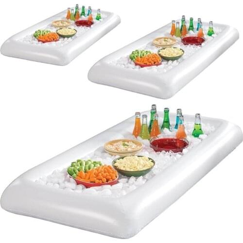 Pool Float Inflatable Beer Table Mattress Ice Bucket Serving Salad Bar Tray Food Drink Holder for Summer Water Party Air
