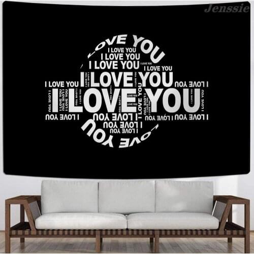 Letter Love Printed Tapestry Background Wall Decor You and Me Love Note Printed Wall Hanging Tapestry Flame Love Circle Tapestry