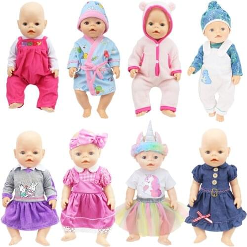 Baby Dolls Clothes Unicorn Dress/Jumpsuit For Newborn Baby Alive 43 cm, Childrens Toy Accessories Nenuco 35-42cm Doll Clothing