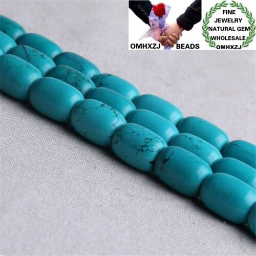 OMHXZJ Wholesale ZB217 10*14 8*12 12*16mm DIY Bracelet Necklace Jewelry Accessories Natural Stone Fine Turquoise Bucket Beads