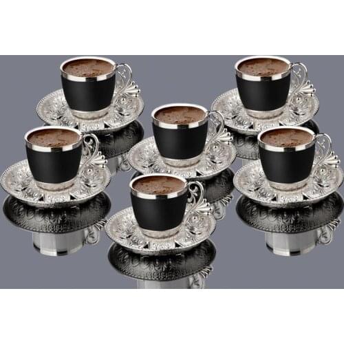 ORGANIC DYED LUXURY GOLD COLOR COFFEE SET BLACK CUPS