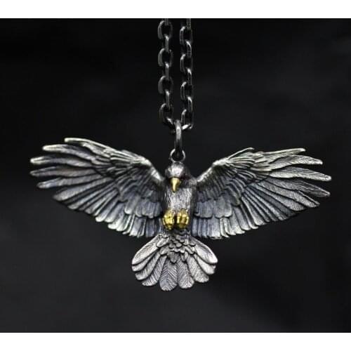 Punk Style Eagle Pendant Necklace Animal Crow Necklace Personality Men and Women Hip Hop Rock Necklace Fashion Gothic Jewelry