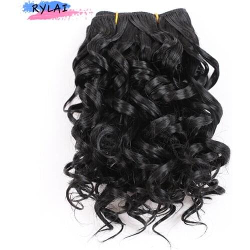Water Wave Synthetic Hair Bundles Afor Curly Extension Weaves 8 Inches 4Pcs/Lot For Full Head Off Black Color Heat Resistant