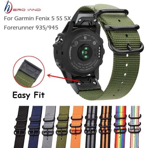 For Garmin Fenix 6S 6 6X Pro 5S 5 5X Plus Easy fit Woven nylon watchband Quick Release 20 22 26mm For Forerunner 945 wrist strap