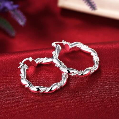 Special offer 925 Sterling Silver Earrings for Woman fashion Jewelry 18K gold hoop earrings elegant Retro weave circle Gifts
