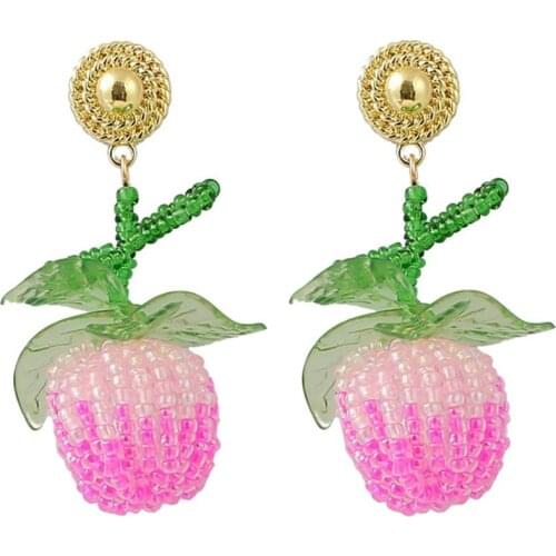 Pendant Earrings Fruits Beaded Bohemia Fashion Cute Acrylic Earrings Dangle Earrings For Girls Women New Jewely