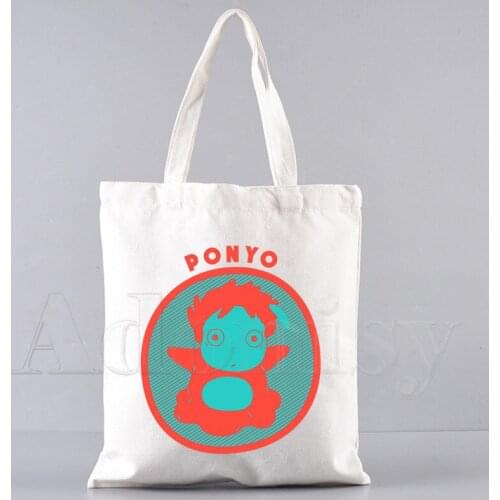 Ponyo Shopper Bags Shopping Bag Tote Bag Shoulder Bag Canvas Bags Large Capacity College Handbag