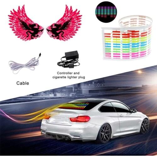 For Car Rear Glass LED Sound Activated Equalizer Car Neon EL Light Music Rhythm Jump Flash Lamp Sticker Styling With Control Box