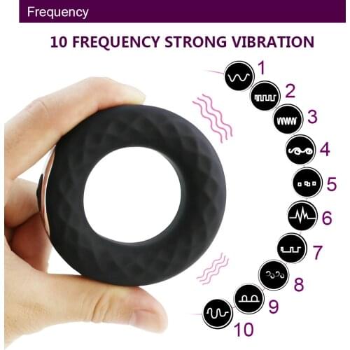 USB Chargable Penis Ring Vibrator Silicone Cock Ring Delay Ejaculation Erection Vibrating Lock Ring Penis Erotic Sex Toy for Men