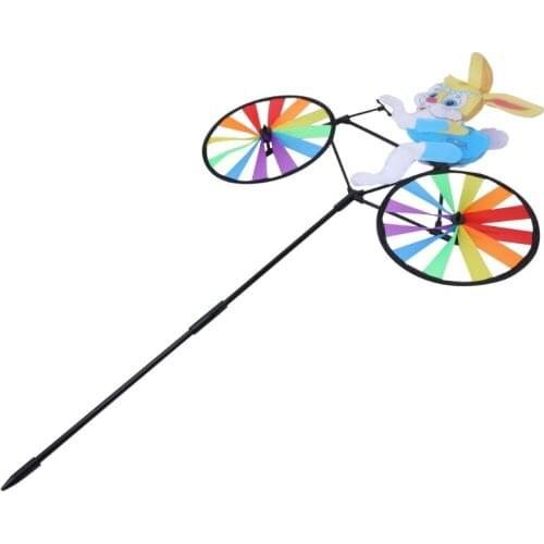 Rabbit Bee Tiger on Bike DIY Windmill Animal Bicycle Wind Spinner Whirligig Garden Lawn Decorative Gadgets Kids Outdoor Toys