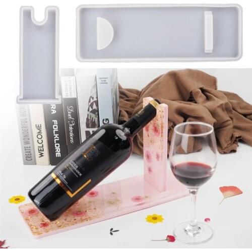 Wine Bottle Display Stand Rack Crystal Epoxy Resin Mold Wine Bottle Holder Casting Silicone Mould Bracket Cup Mold