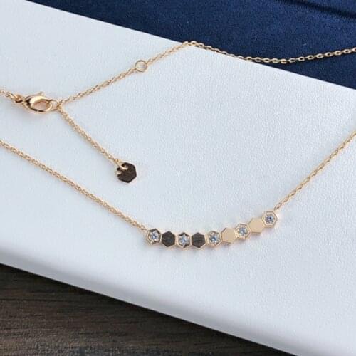 Female Fashion Charm S925 Sterling Silver Hexagon Design Zircon Necklace Shape Original High Quality Exquisite Jewelry Gift