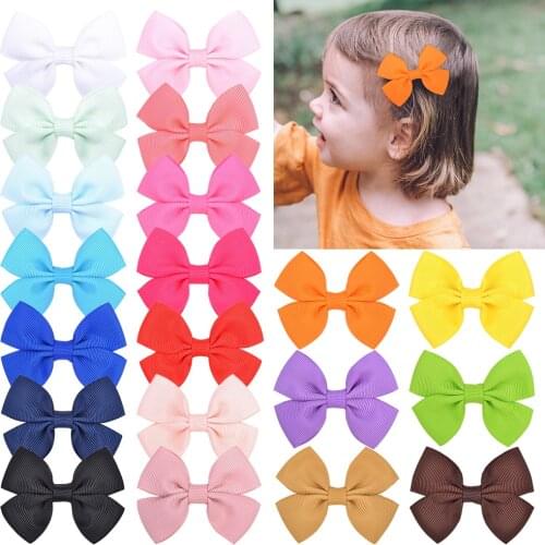 1Pieces Cute Solid Hair Bows With Clip For Girls Hair pin 2021 Hair Clips Handmade Bowknot Clips Headwear Kids Hair Accessories