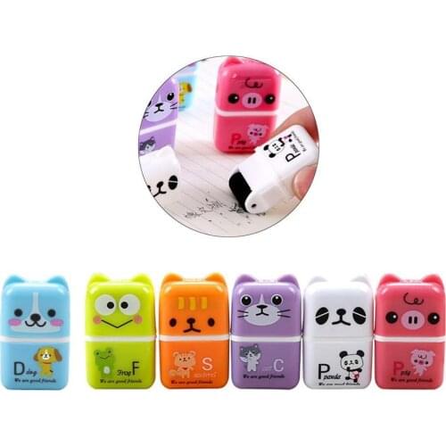 1Pc Roller Eraser Cute Cartoon Rubber Kawaii Students Kids Material Office School Escolar Supplies Gifts Stationery Correct