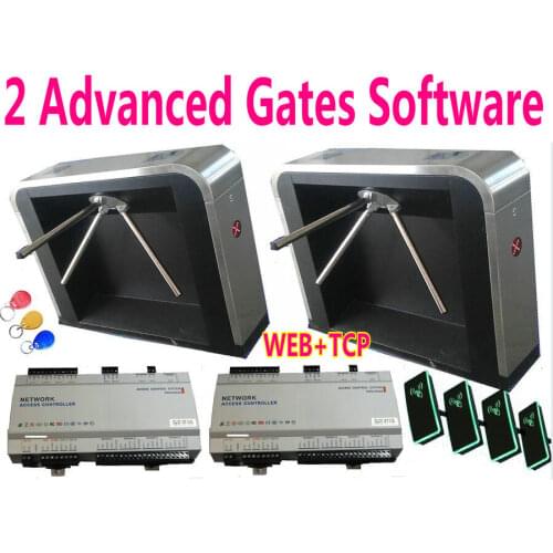 1 Order=2 pcs of Top Advanced Turnstile kit RFID Access in+out EM Card Access Gate Reader IP Network Access Controller Turnstile