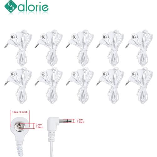 10PCS Massager Electrode Wire Plug 4.0mm 4 /2 Buttons Electrode Lead Wires Connecting Cables for Digital TENS Therapy Machine