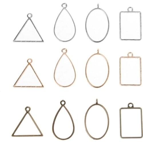 R58E 10Pcs Geometric Hollow Square Pressed Flower Frame Pendant Resin Jewelry Making