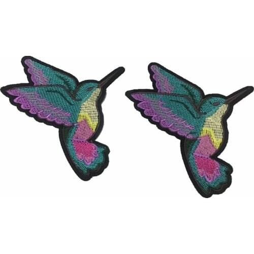 2PCS Colorful Bird Patches for Clothing Iron on Patch Badge Adhesive DIY Embroidery Decoration Parches application for clothes