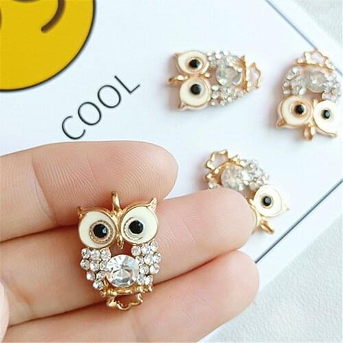 2019 New Fashion Charms Zinc Alloy Enamels Rhinestone Drop Oil Owl Pendant Accessories DIY Necklace Earring Jewelry Accessories