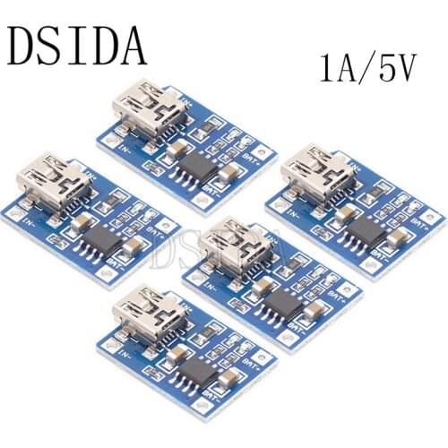 5PCS High Quality 5V 1A Mini USB Lithium battery charging Lithium battery charging board Charger module TP4056