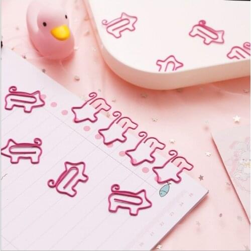 6pcsPink piggy paper clip small fresh pin special-shaped cartoon color paper clip creative paper clip paper clip
