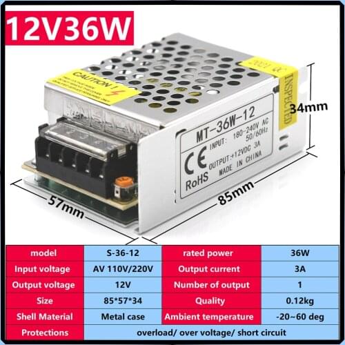 AC110V 220V To DC12V Switching Power Supply Adapter 3A Lighting Transformers Source Adapter For CCTV LED Driver LED Strip