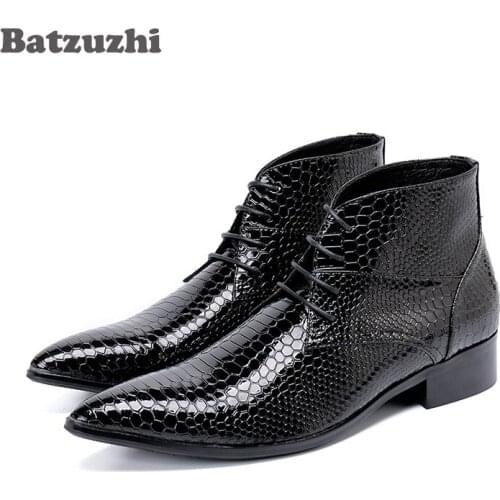 Batzuzhi Korean Type Men Boots Fashion Pointed Toe Men Ankle Boots Botas Hombre Lace-up Dress Boots Business, Party, Pluz Size