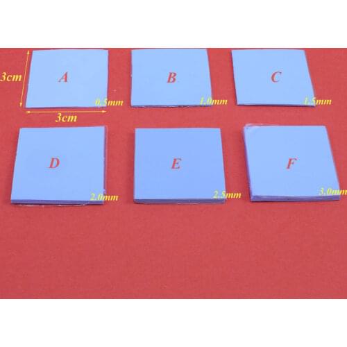 ChengHaoRan New 30mm*30mm*0.5/1.0/1.5/2.0/2.5/3.0mm CPU Heatsink Cooling Conductive Silicone Pad Thermal Pad