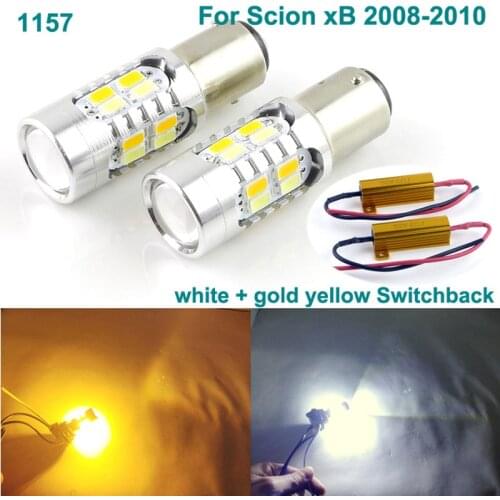 For Scion xB 2008 2009 2010 Excellent 1157 BAY15D Dual Color Switchback LED DRL Parking front Turn Signal light Bulbs