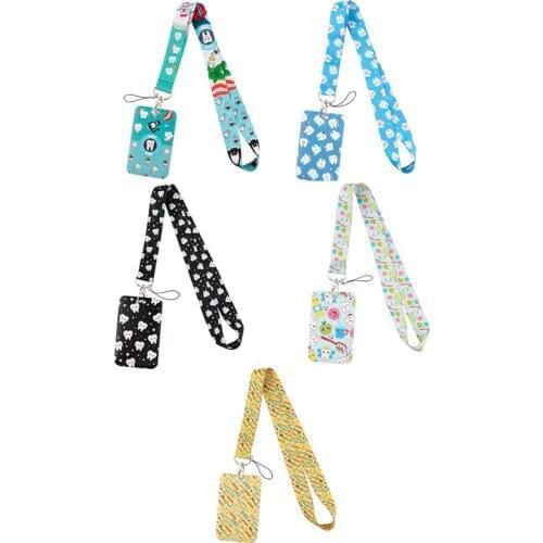 E3343 Cartoon Protect Teeth Card Holder ID Holder Bus Card Holder Staff Card With Lanyard For Dentist Doctor
