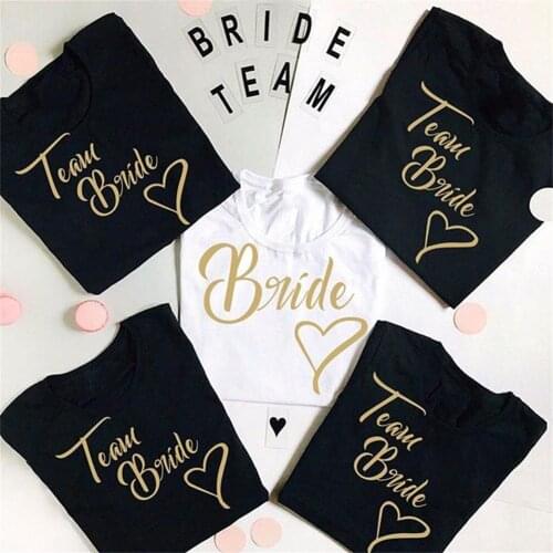 Bride Team T Shirt Wedding Bride Squad Heart T-shirt Bridal Bridesmaid Team Women Tops Bachelorette Party Tops WUSD