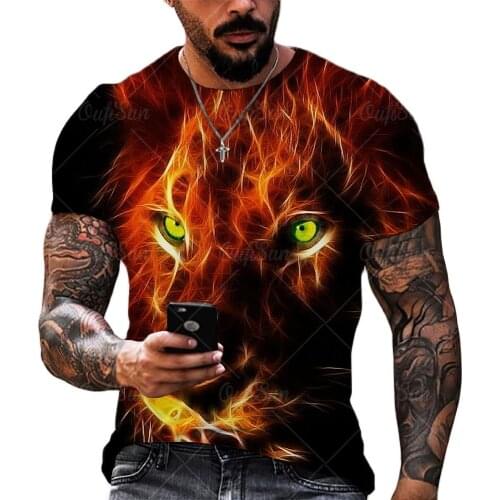3D printing Wolf Men T-Shirt Summer Trend Casual O-Neck Short Sleeve Oversized T-Shirt Fashion Streetwear Selling Hip HopTops