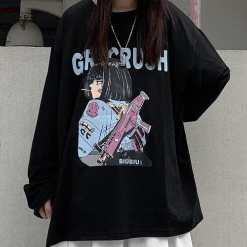 Summer Goth Female Tee Aesthetic Loose Women T-shirt Punk Dark Grunge Streetwear Ladies gothic Top T-shirts Harajuku Clothes y2k