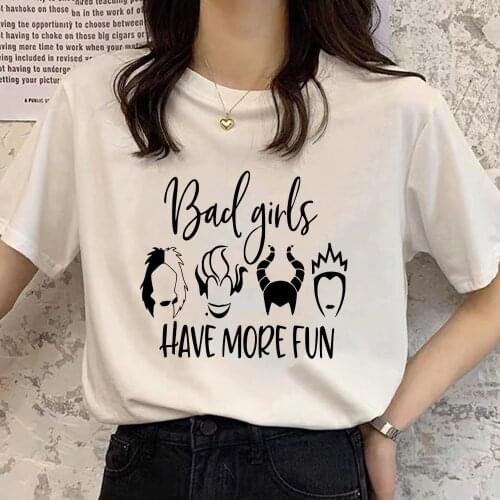 Bad Girls HAVE MORE FUN Disney Classy Villains Group Print T Shirt Women Top Cartoon Tees Harajuku T-shirt Fashion Tshirt Female