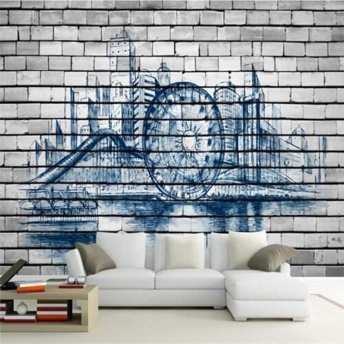 City Photo Wallpapers Brick Modern Geometric Wallpapers 3D Stereoscopic Wall Papers Home Decoration Wall Murals for Living Room