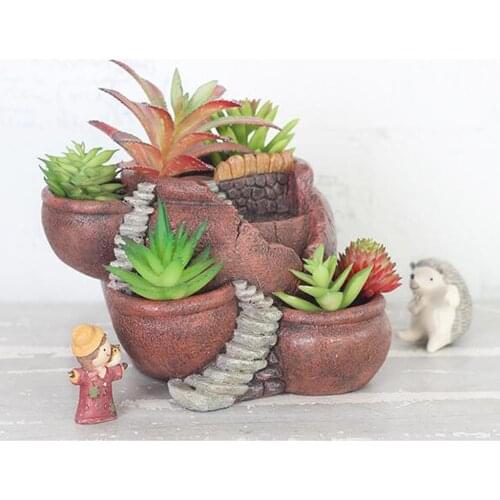 Resin Flower Pot Creative Succulent Planter Plant Container Home Accessories