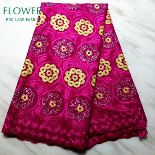 Royal Blue Colour African Stones Punch Embroidery Mesh Lace Cotton Fabric Noble Lady With Rhinestone Guipure 100% Cotton Laces