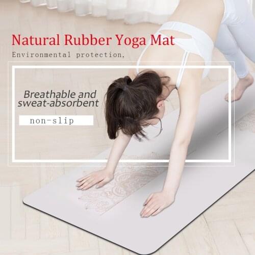 Natural Rubber Yoga Mat 68cm Wide Thick With Position Line PU Surface Non Slip Workout Matt for Hot Yoga Pilates Fitness