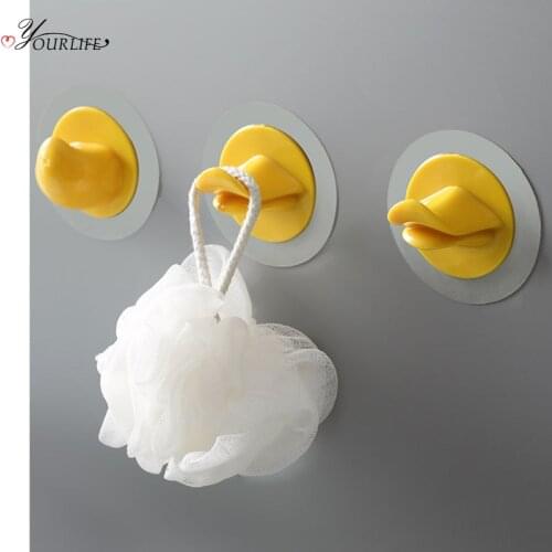 OYOURLIFE 2Pcs Creative Cartoon Duck Wall Hooks Wall Hanger Kitchen Bathroom Organizers Family Decoration Hook Adhesive Hook