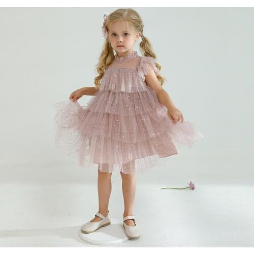Baby Girl Summer Princess Dress Cake Layers Tutu Birthday Party Kids Dresses for Girl Causal Clothes Children Shinny Clothing