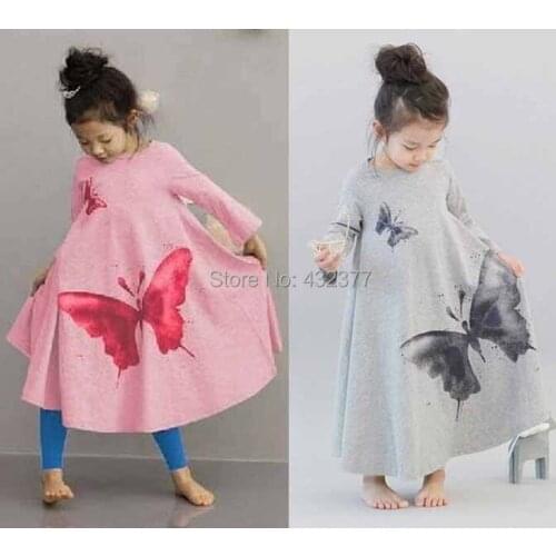 Hot sale Baby Girls Full butterfly print Dress 3t-8 Kids Beach Dresses for girls toddler girls clothing